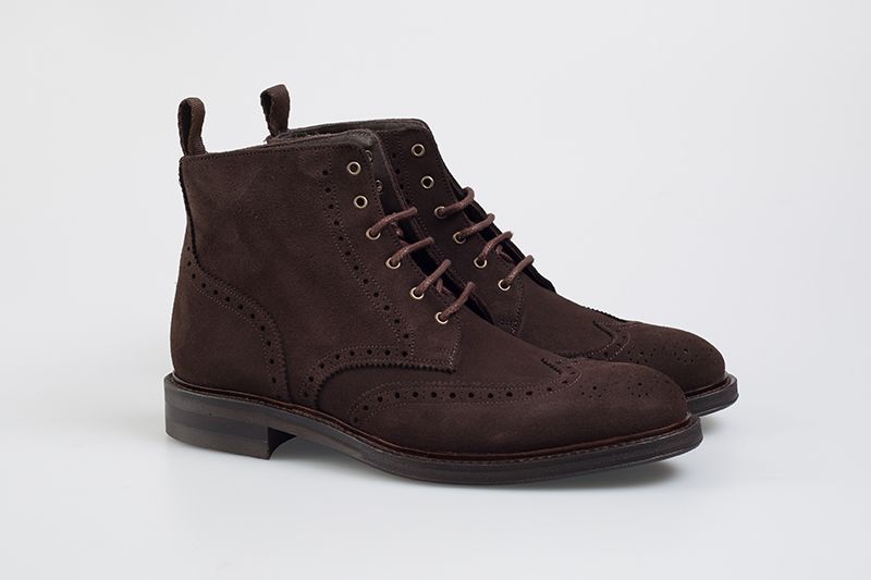John White Bourton Suede Brogue In Brown