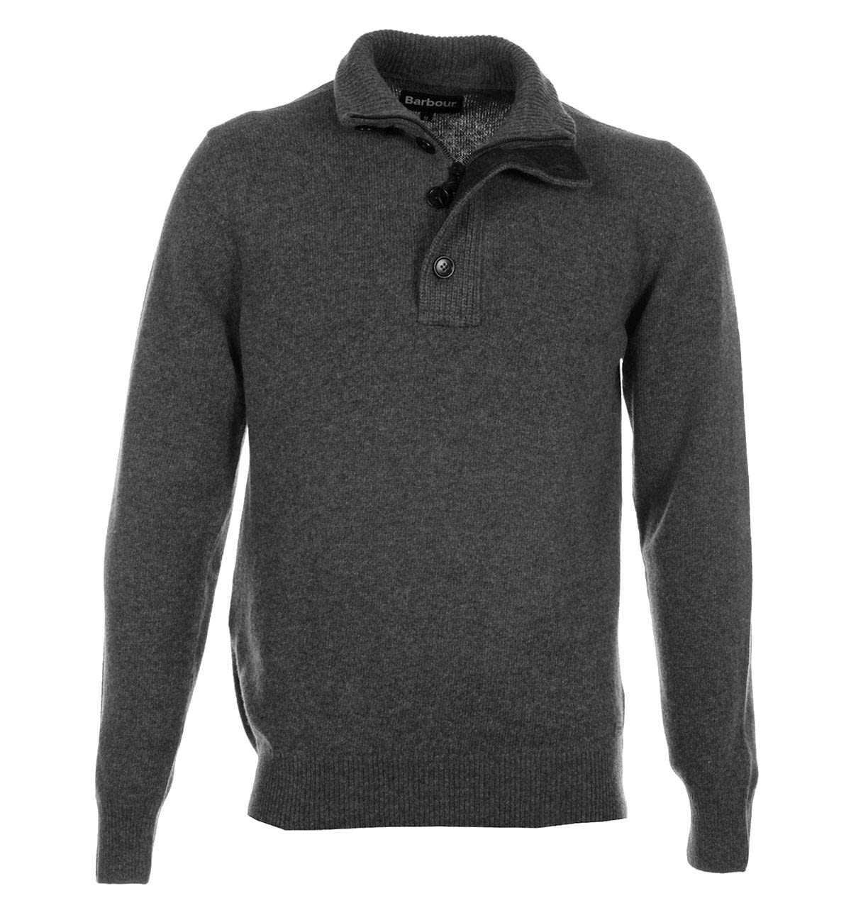 Barbour Patch Half Zip Lambswool Sweater in Storm Grey