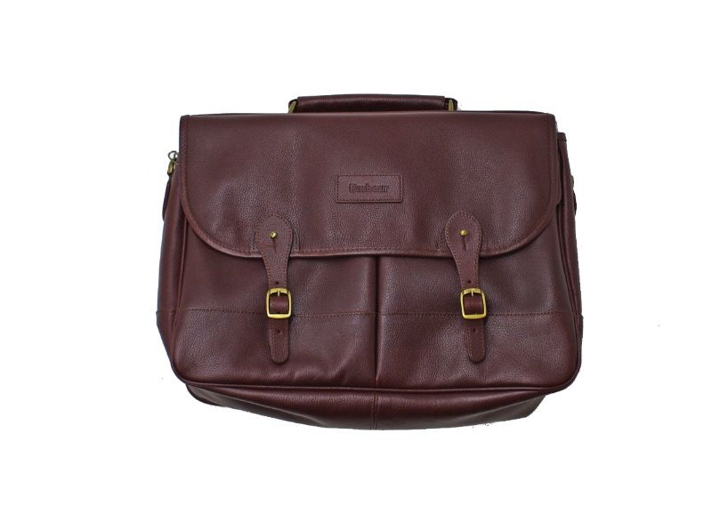 Barbour Leather Briefcase in Dark Brown