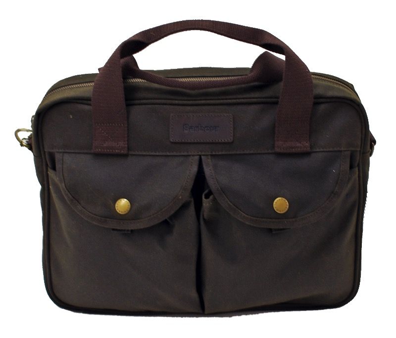 Barbour Waxed Longthorpe Laptop Bag in Olive.jpg